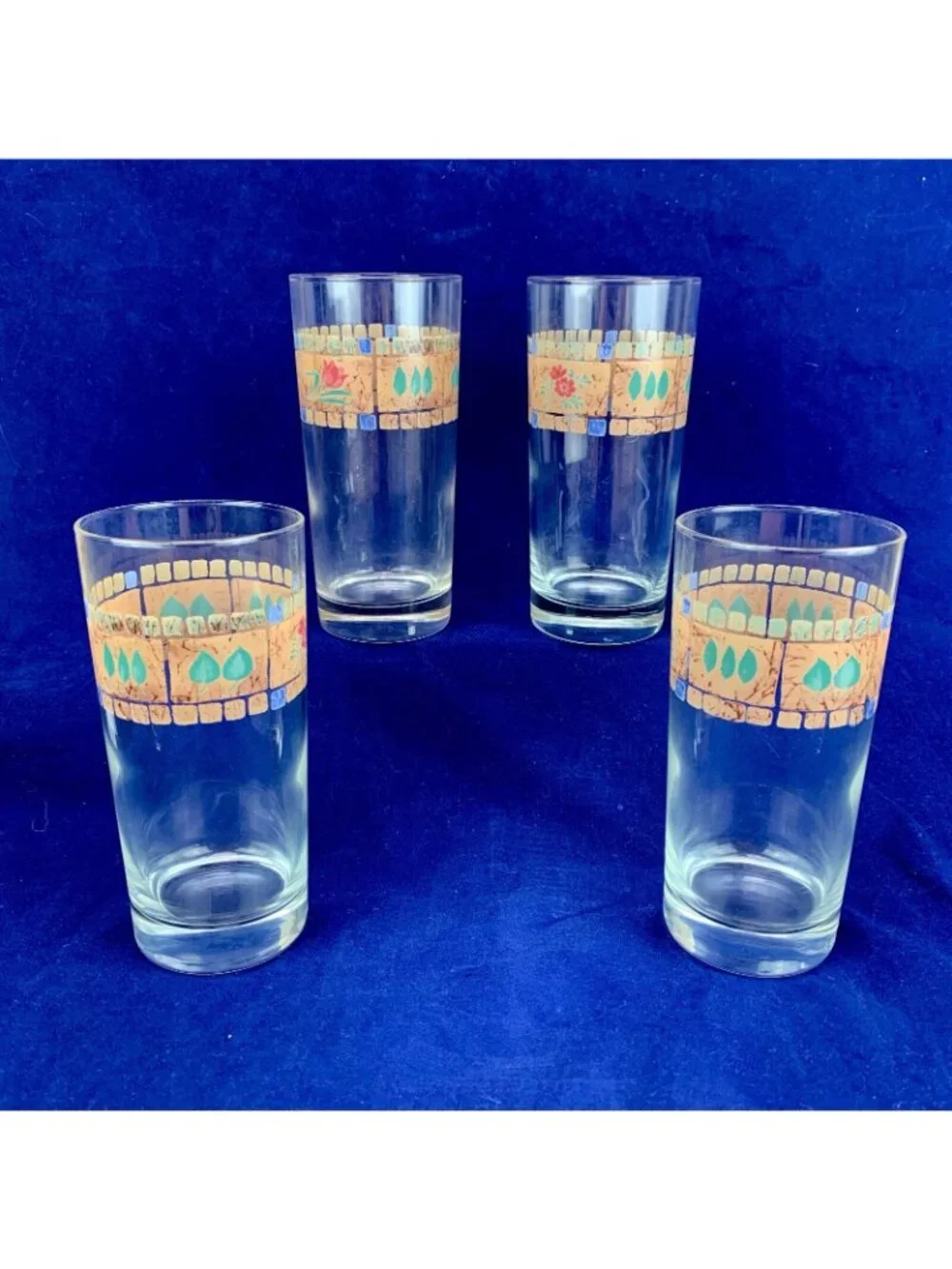 NEW Noritake Epoch WOODSWAY Floral 14 Oz Glass Tumbler Glasses Set Of 4 USA